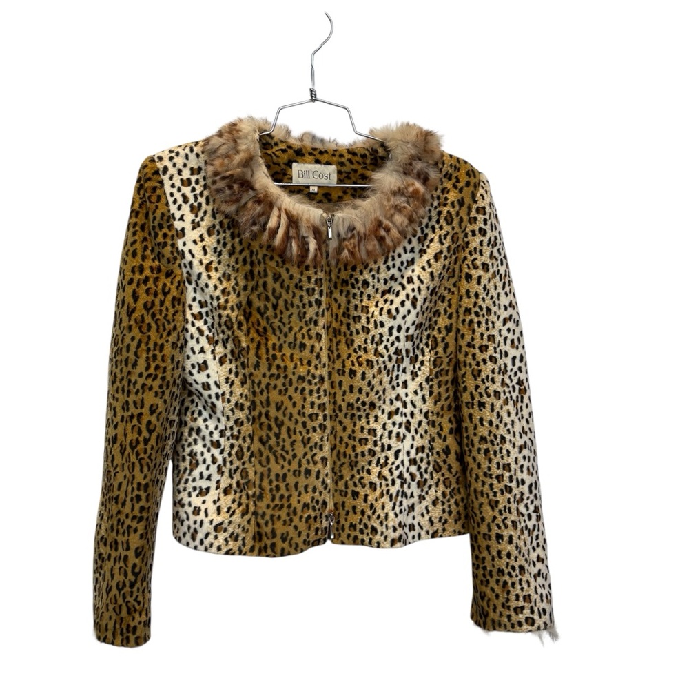 Leopard Print Faux Fur Jacket in Brown